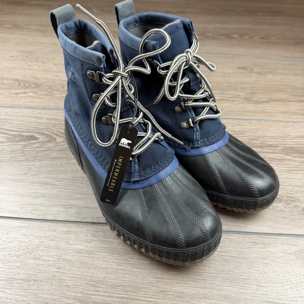 Sorel Mens Cheyanne II Waterproof Duck Boots Navy Black NM2340-464 Size 7